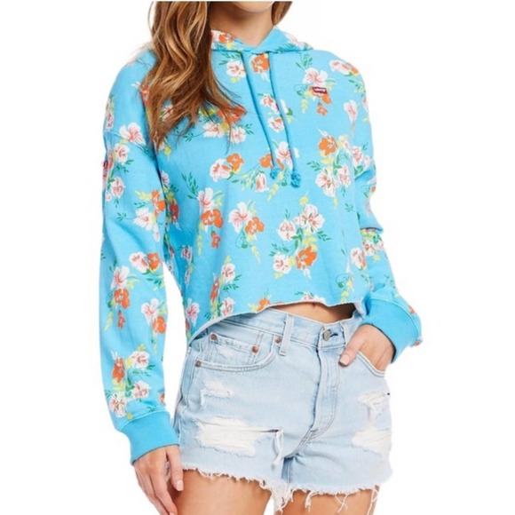 Levi's Tops - Levi's raw hem floaty floral sweatshirt hoodie M